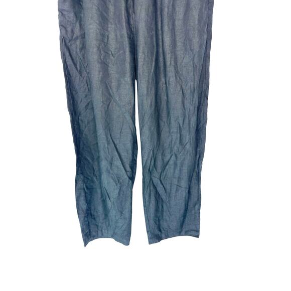 Quince Pants Black Pull On Stretch Waist Linen Relaxed Lagenlook Ankle Medium - Picture 6 of 12